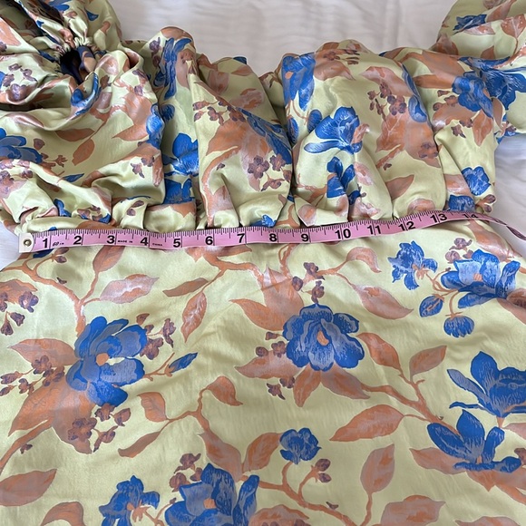 ASOS Floral Off-Shoulder Midi Dress in Yellow and Blue - Picture 7 of 12